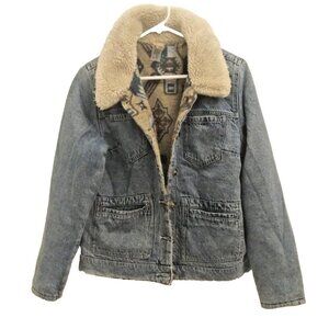 Idyllwind Miranda Lambert Denim Jacket Reversible Faux fur collar Tribal Size S